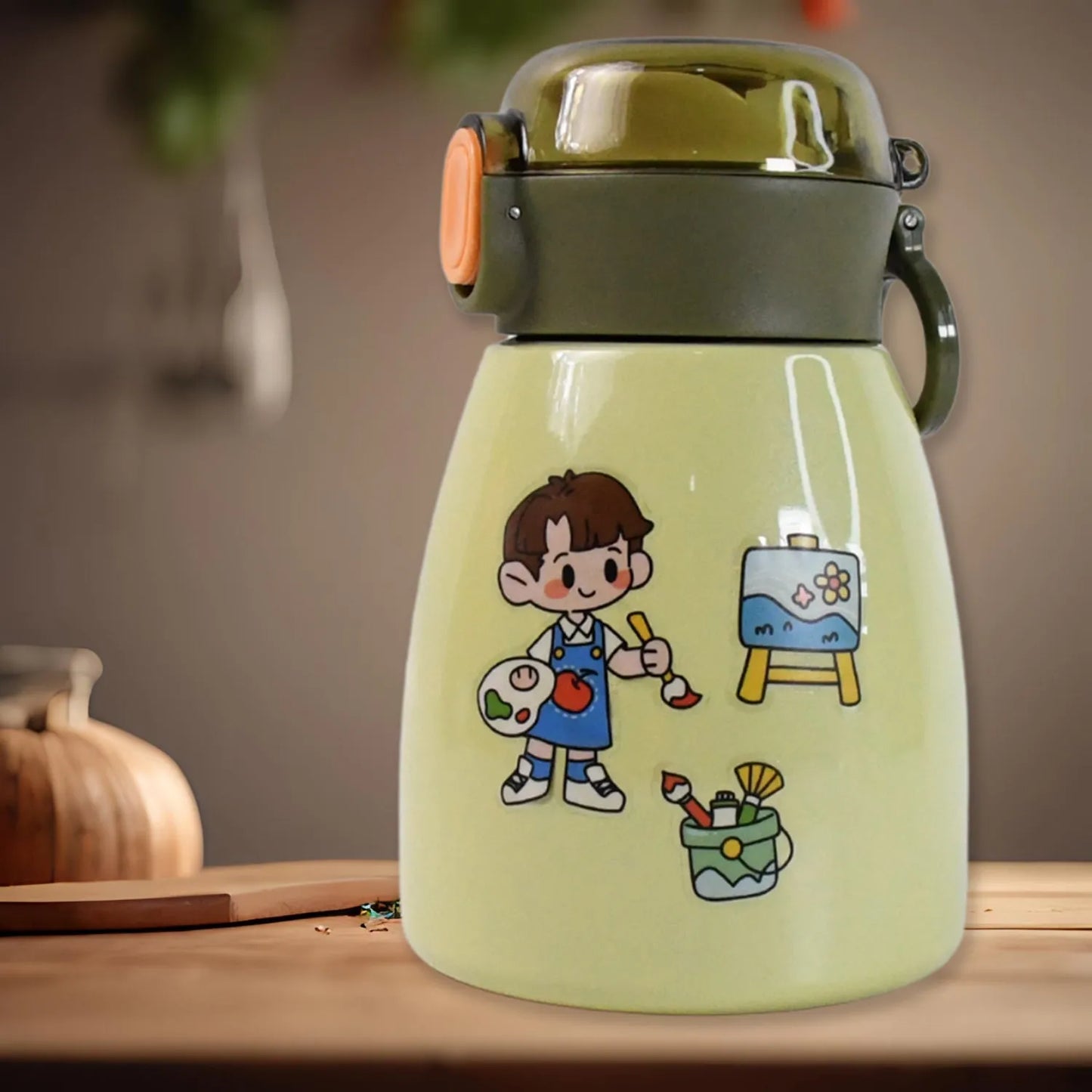 Vacuum Insulation Flask Bottle With Straw For Sports Adult Children (Approx 480ml)