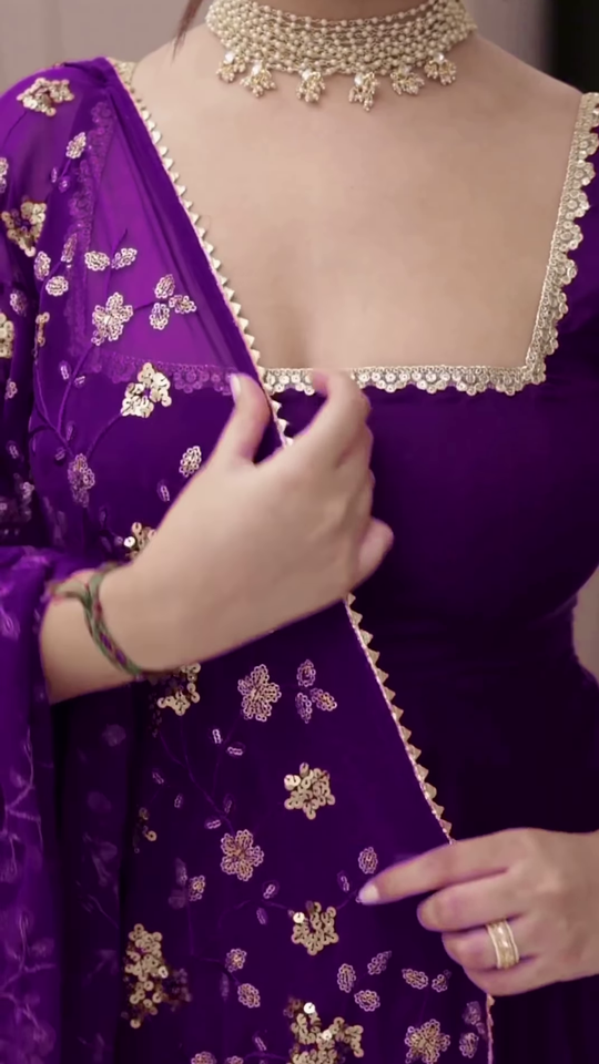 ZZZheavy purple anarkali set with embroidered dupatta