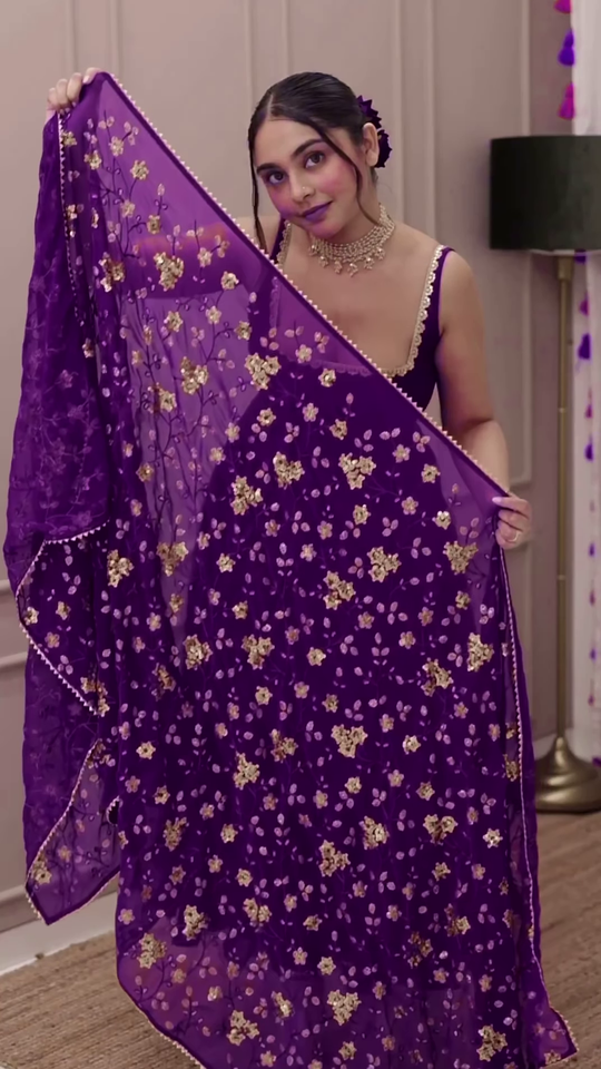 ZZZheavy purple anarkali set with embroidered dupatta