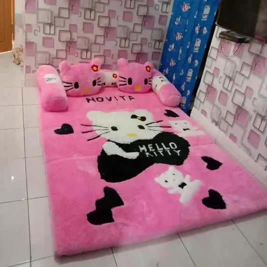 Pink Plush Hello Kitty Floor Bed Set