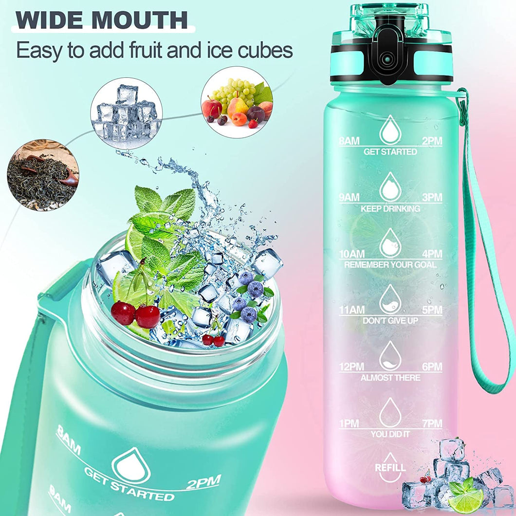 ZZZ0325 Motivational Water Bottle With Straw  Time Marker Bpa-free Tritan Portable Gym Water Bottle Leakproof Reusable Special Design For Your Sports Activity Hiking Camping
