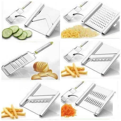 ZZZ2142 6 In 1 Stainless Steel Kitchen Chips Chopper Cutter Slicer And Grater With Handle