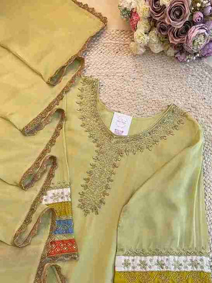 Olive Glow Embroidered Kurta Set