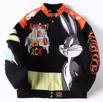 Mens Varsity College Baseball Bomber Nascar Racing Vintage Graphic Jacket