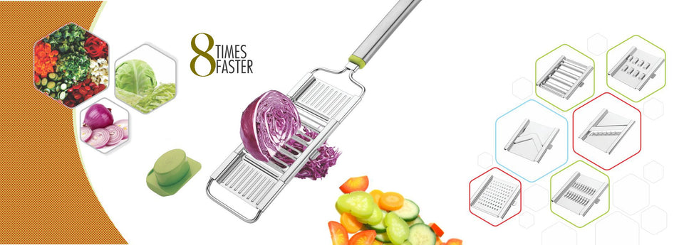 ZZZ2142 6 In 1 Stainless Steel Kitchen Chips Chopper Cutter Slicer And Grater With Handle