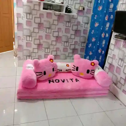 Pink Plush Hello Kitty Floor Bed Set