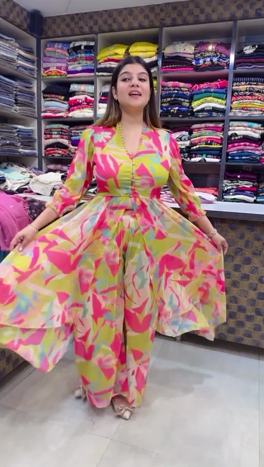 ZZZMulti Color Chinon Silk Digital Printed Gown Dress
