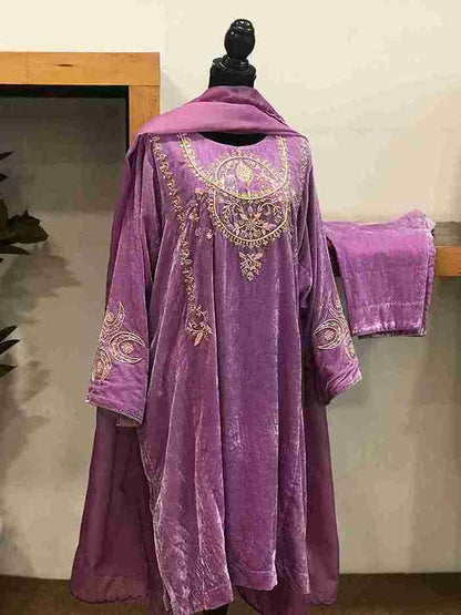 Royal Lilac Velvet Embroidered Suit