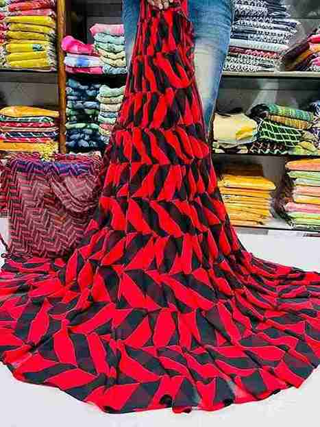 Monochrome Tessellation Ruffle Saree