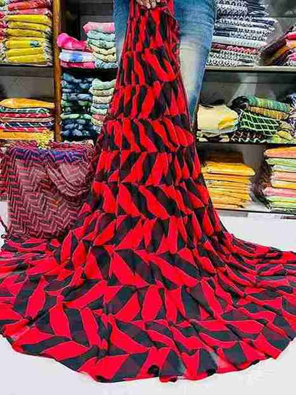 Monochrome Tessellation Ruffle Saree