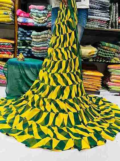 Monochrome Tessellation Ruffle Saree