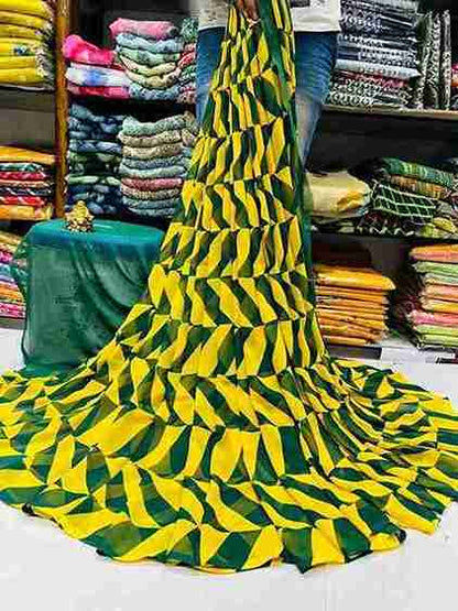 Monochrome Tessellation Ruffle Saree