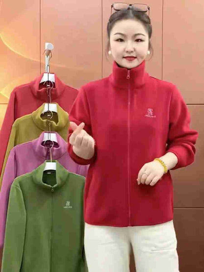 Essential High-Collar Thermal Fleece Jacket
