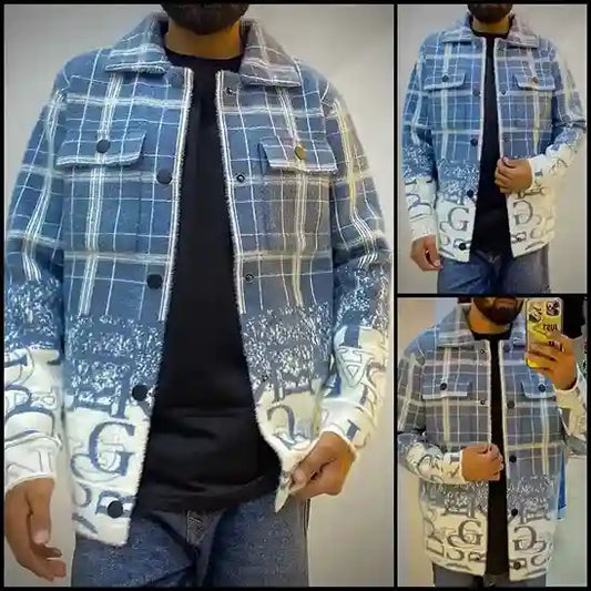 Men's shacket or overshirt with front pockets