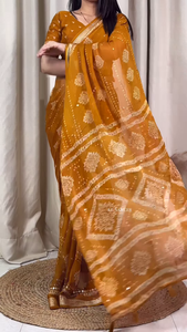 ZZZBanarasee Handwoven Crushed Tissue Saree With Lace-Multicolor
