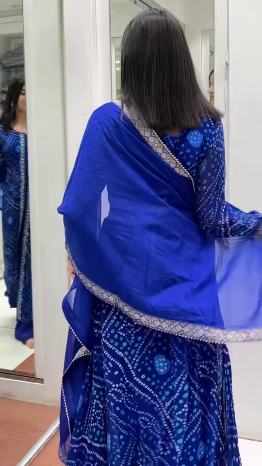ZZZBlue Printed Georgette Palazzo Salwar Suit