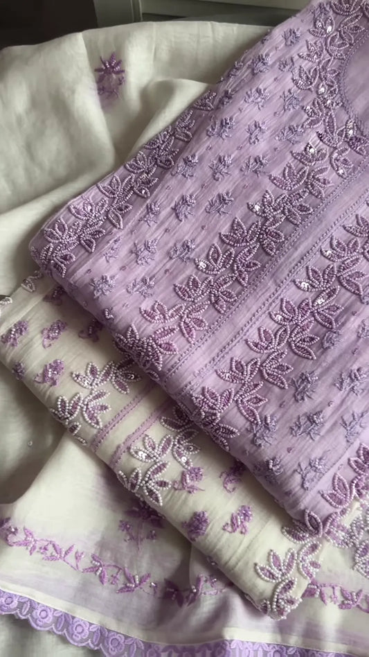 Embroidered Organza Unstitched Dress Material