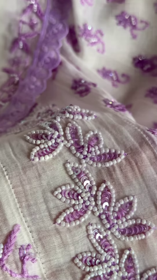 ZZZEmbroidered Organza Unstitched Dress Material