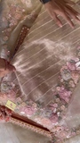 ZZZElegant Embroidered Saree with Floral Motifs and Pearl Accents
