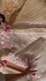 ZZZElegant Embroidered Saree with Floral Motifs and Pearl Accents