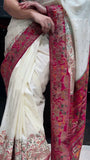 ZZZGraceful Elegance: Traditional White Saree with Stunning Pink Pallu