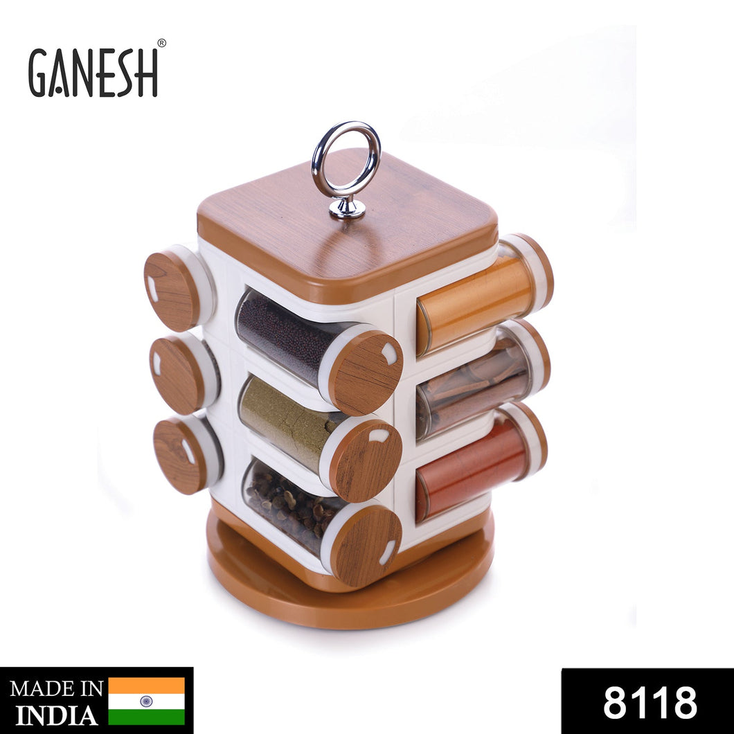 ZZZ8118 Ganesh 12-jar Revolving Spice Rack Masala Box